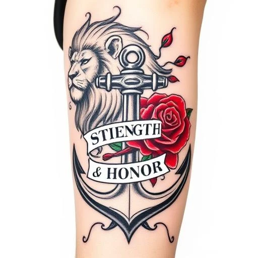 Lion, Anchor, Rose: Strength, Stability, Passion